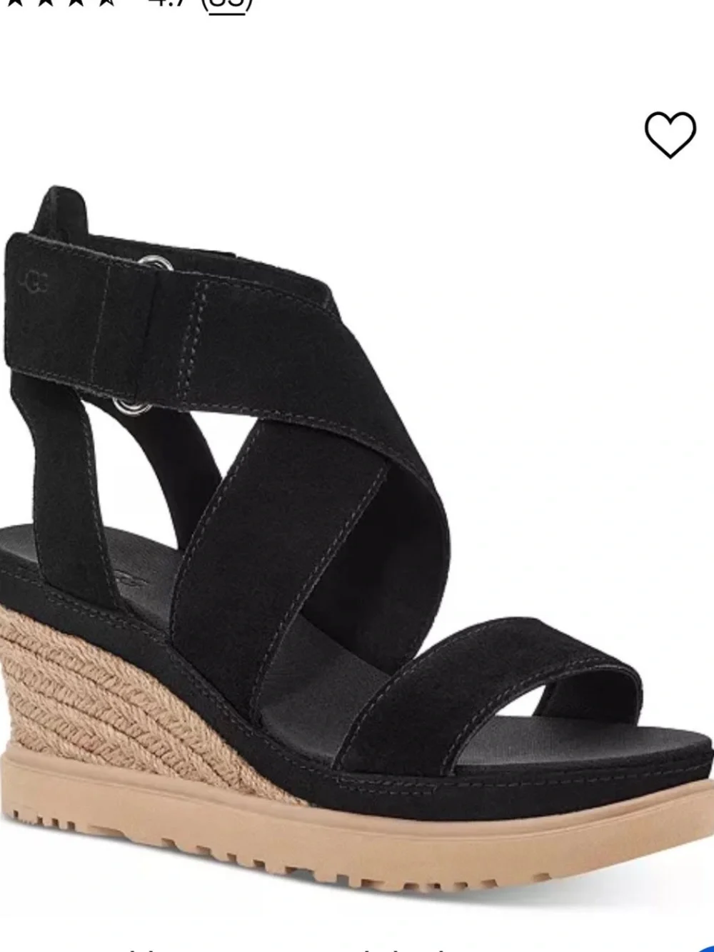 UGG lleana size 8.5 Black Suede Crisscross Espadrille Wedge Sandals